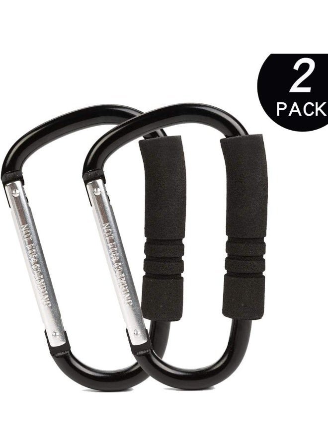 Funbliss Large Buggy Clip 2 Pack 6.6”, Pram Pushchair Stroller Clip, Shopping Accessories Bag Holder Hook Black - Image 2
